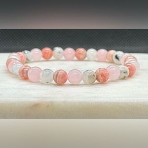 Rhodocrosite, Rose Quartz, Moonstone Healing Crystal Bracelet